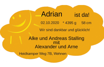 Babyanzeige von Adrian  von Nordwest-Zeitung