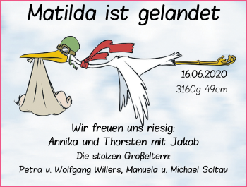 Babyanzeige von Matilda Willers von Nordwest-Zeitung