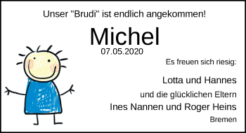 Babyanzeige von Michel Heins von Nordwest-Zeitung