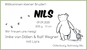 Babyanzeige von Nils van Döllen von Nordwest-Zeitung