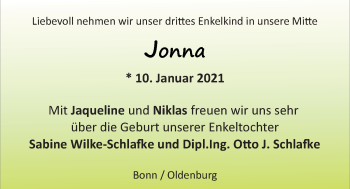 Babyanzeige von Jonna  von Nordwest-Zeitung