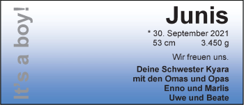 Babyanzeige von Junis  von EZ