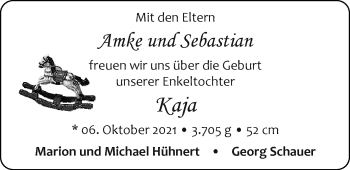 Babyanzeige von Kaja  von EZ