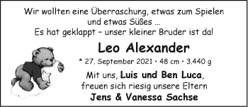 Babyanzeige von Leo Alexander  von EZ