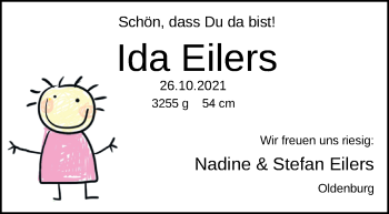 Babyanzeige von Ida Eilers von Nordwest-Zeitung