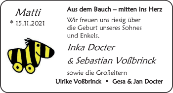 Babyanzeige von Matti  von EZ