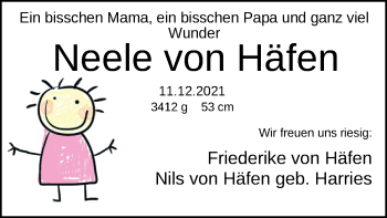 Babyanzeige von Neele von Häfen von Nordwest-Zeitung