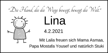 Babyanzeige von Lina  von Nordwest-Zeitung