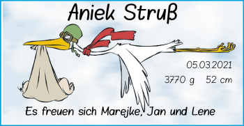 Babyanzeige von Aniek Struß von Nordwest-Zeitung