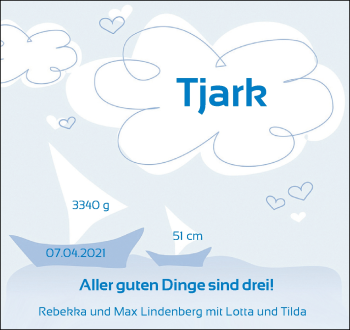 Babyanzeige von Tjark  von Nordwest-Zeitung