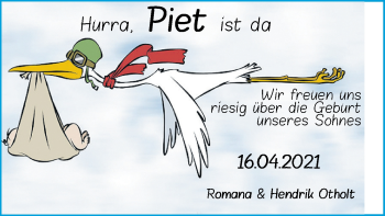 Babyanzeige von Piet Otholt von Nordwest-Zeitung