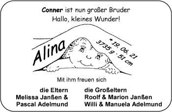 Babyanzeige von Alina  von EZ