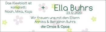 Babyanzeige von Ella Buhrs von Nordwest-Zeitung