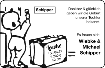 Babyanzeige von Leevke Schipper von EZ
