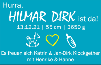 Babyanzeige von Hilmar Dirk  von Nordwest-Zeitung
