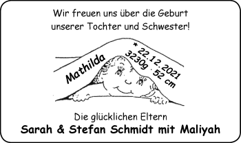 Babyanzeige von Mathilda  von EZ