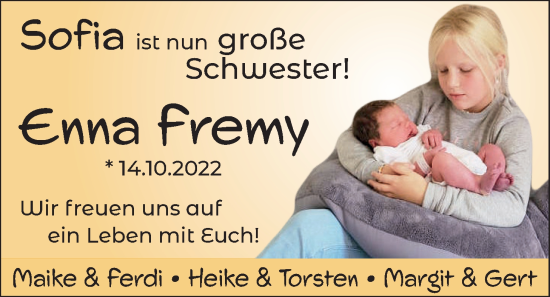 Babyanzeige von Enna Fremy  von EZ