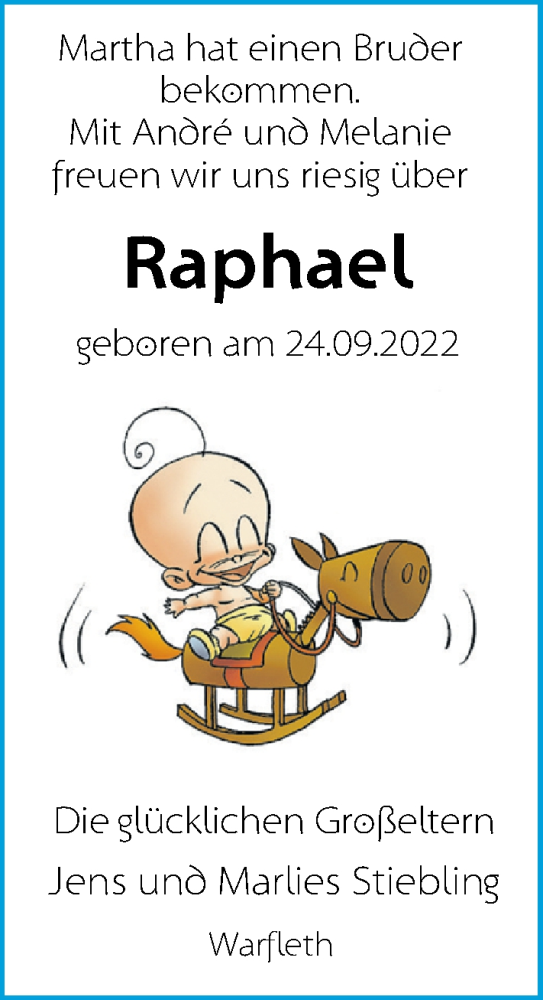 Babyanzeige von Raphael  von Nordwest-Zeitung