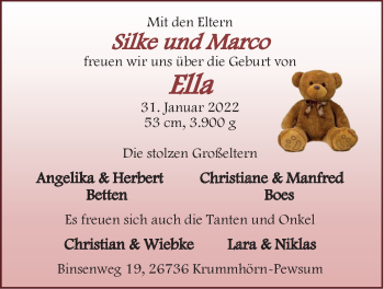 Babyanzeige von Ella  von EZ
