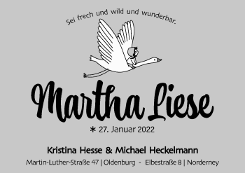 Babyanzeige von Martha  von Nordwest-Zeitung