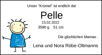 Babyanzeige von Pelle  von Nordwest-Zeitung