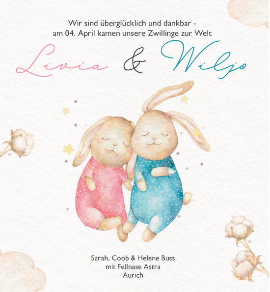 Babyanzeige von Livia und Wilja  von EZ