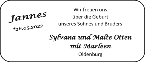 Babyanzeige von Jannes  von EZ