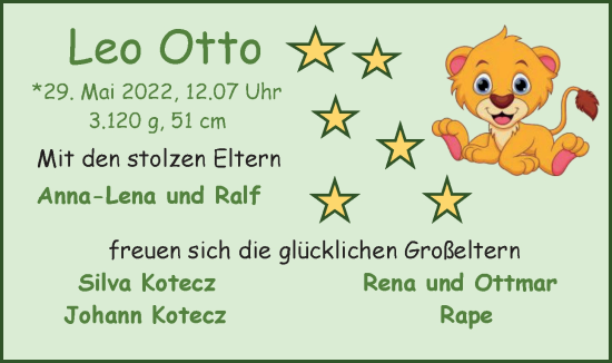 Babyanzeige von Leo Otto  von EZ