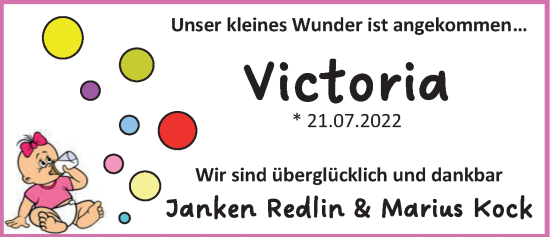 Babyanzeige von Victoria  von EZ