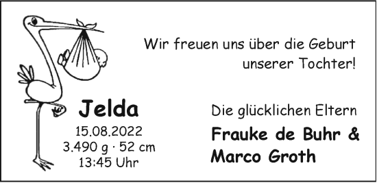 Babyanzeige von Jelda  von EZ