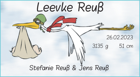 Babyanzeige von Leevke Reuß von BM