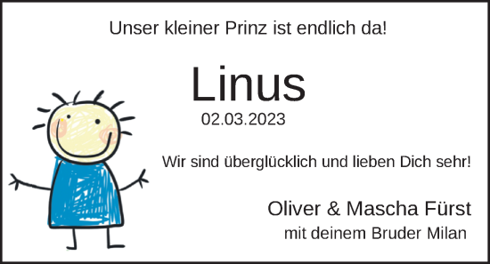 Babyanzeige von Linus  von BM