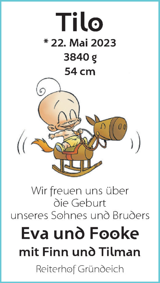 Babyanzeige von Tilo Albers von BM