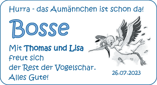 Babyanzeige von Bosse  von EZ