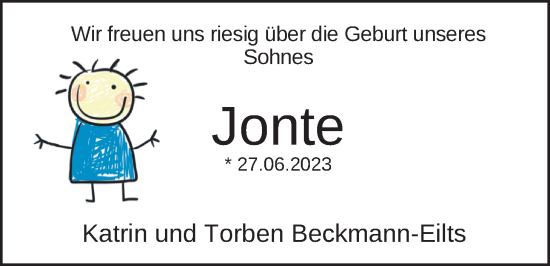 Babyanzeige von Jonte  von BM