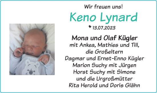 Babyanzeige von Keno Lynard  von BM