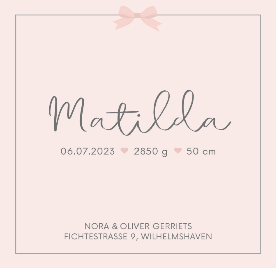 Babyanzeige von Matilda Gerriets von BM