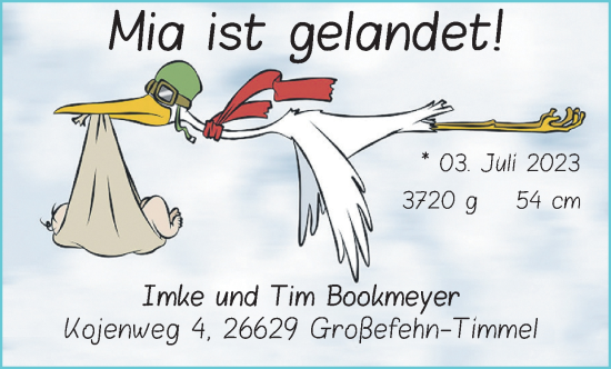 Babyanzeige von Mia  von EZ