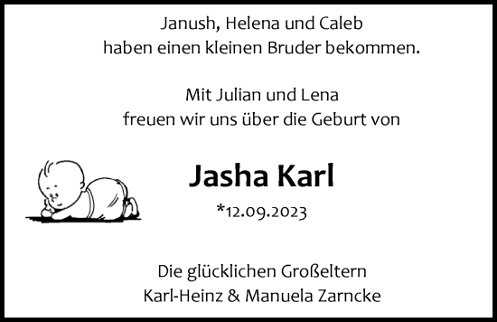 Babyanzeige von Jasha Karl  von EZ