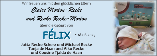 Babyanzeige von Felix  von EZ