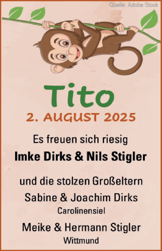 Babyanzeige von Tito  von BM