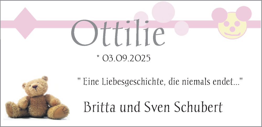 Anzeige für Ottilie Schubert vom 06.09.2025 aus Nordwest-Zeitung
